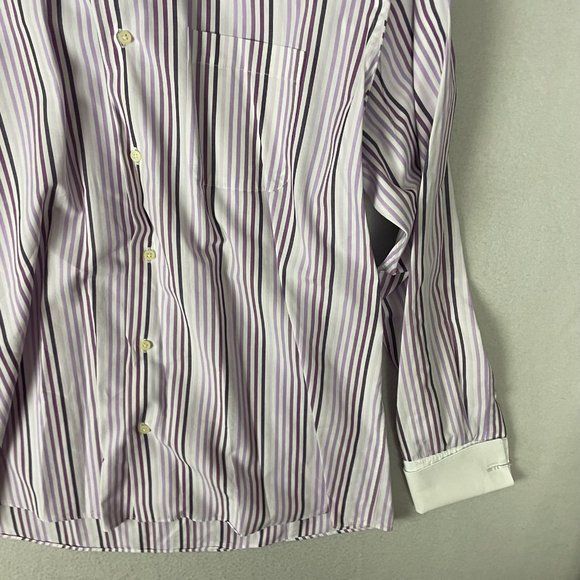 ALEXANDER JULIAN Colours Men's Purple Stripe French Cuff Dress Shirt USA Vintage - Picture 5 of 16